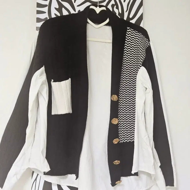 [BUNJANG] Colorblock Knit Cardigan / 배색 니트 가디건