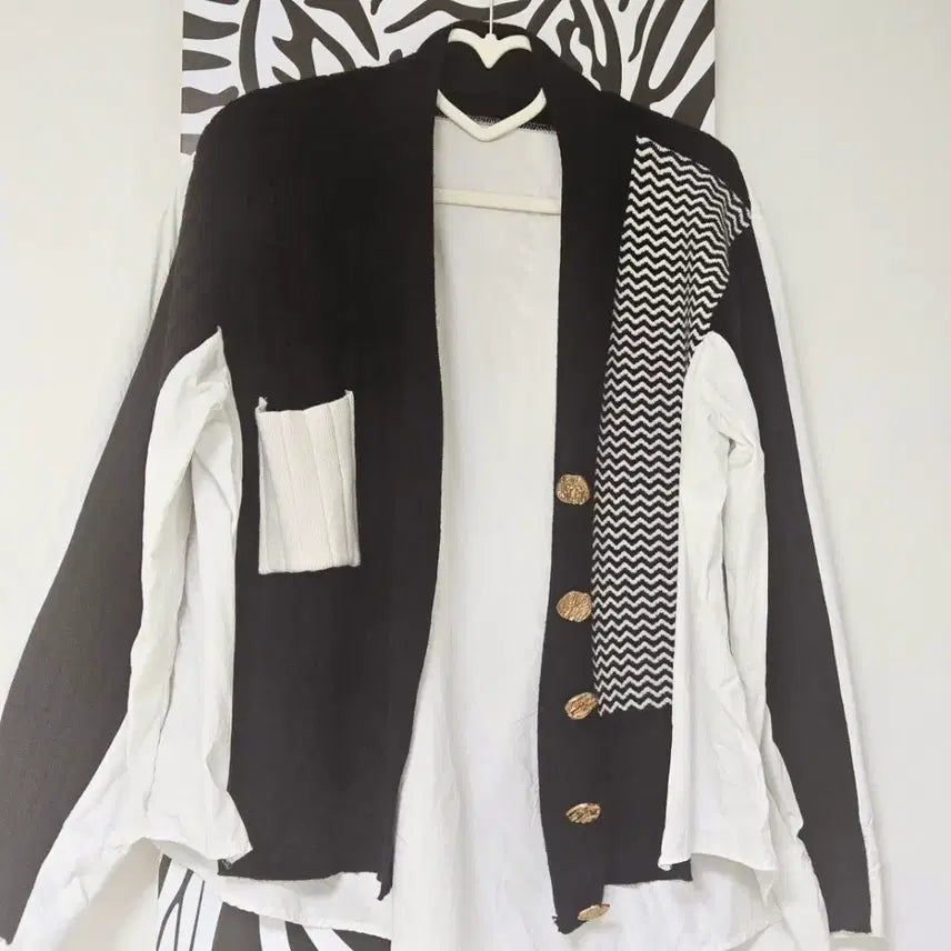 [BUNJANG] Colorblock Knit Cardigan / 배색 니트 가디건