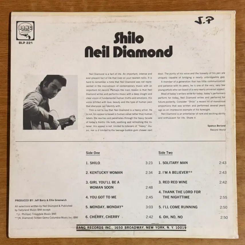 [BUNJANG] Neil Diamond Shilo Vinyl Record / 미국초반 LP - Neil Diamond / Shilo 닐다이아몬드
