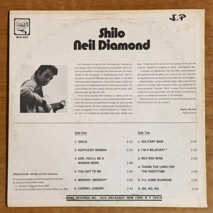 [BUNJANG] Neil Diamond Shilo Vinyl Record / 미국초반 LP - Neil Diamond / Shilo 닐다이아몬드