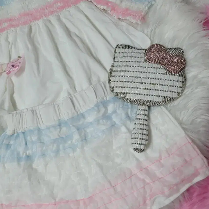 [BUNJANG] White Pink/Blue Frill Two-Piece Set / 화이트 핑크/블루 프릴 투피스 세트 수입