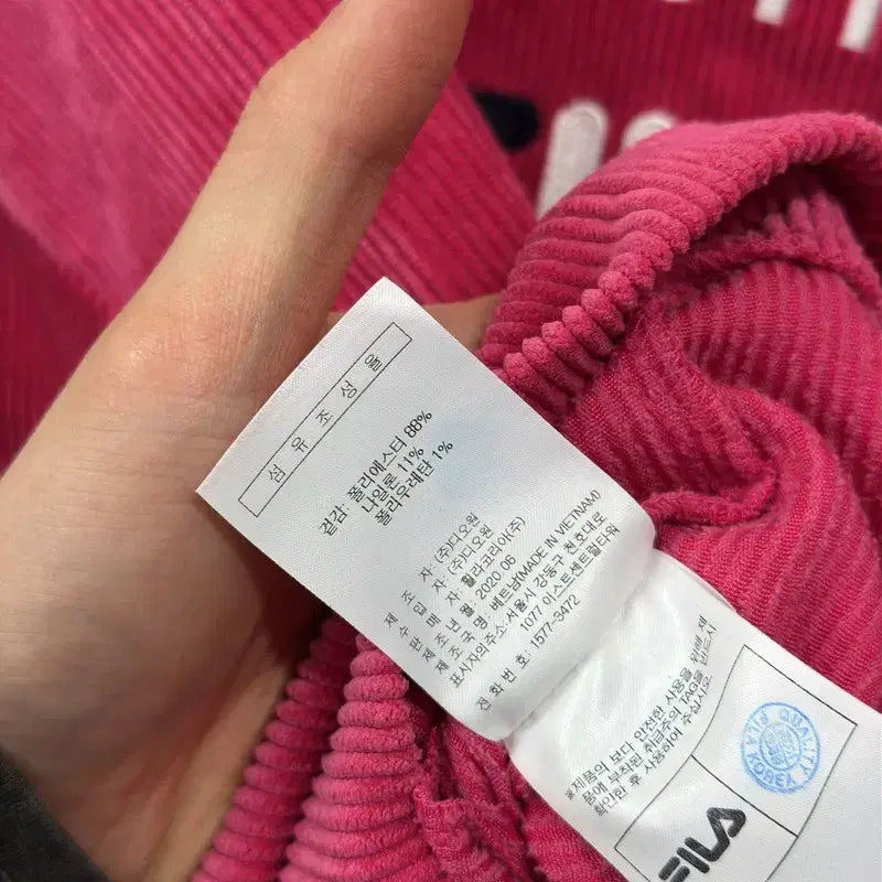 [SOLD OUT] 필라 핑크 골덴 코듀로이 크롭 집업 M M13290