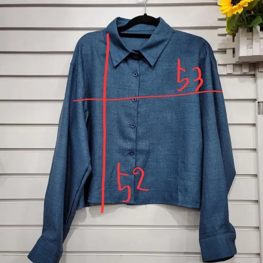 [BUNJANG] Blue Crop Shirt (XL) / 