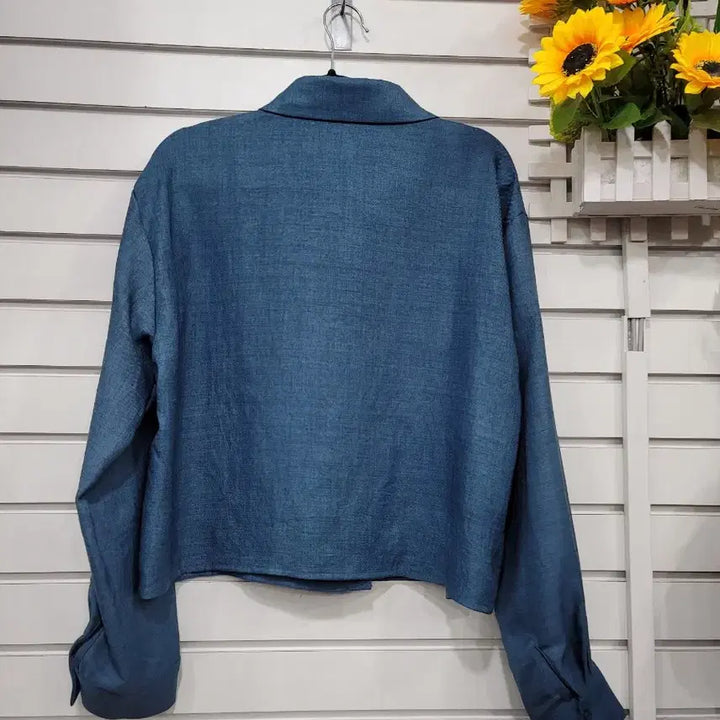 [BUNJANG] Blue Crop Shirt (XL) / 