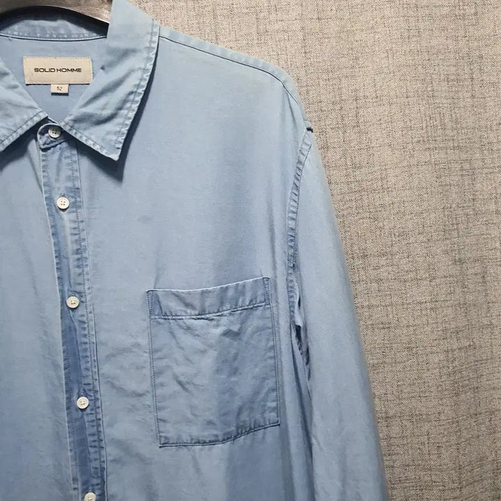 [BUNJANG] Solid Homme Rayon Denim Pocket Collar Shirt / 솔리드옴므 남성 레이온 데님 포켓 카라 셔츠 110