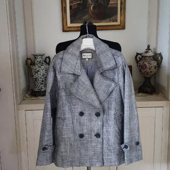 [BUNJANG] PAUL &amp; JOE Double Button Check Jacket / PAUL &amp; JOE 체크 더블 버튼 자켓