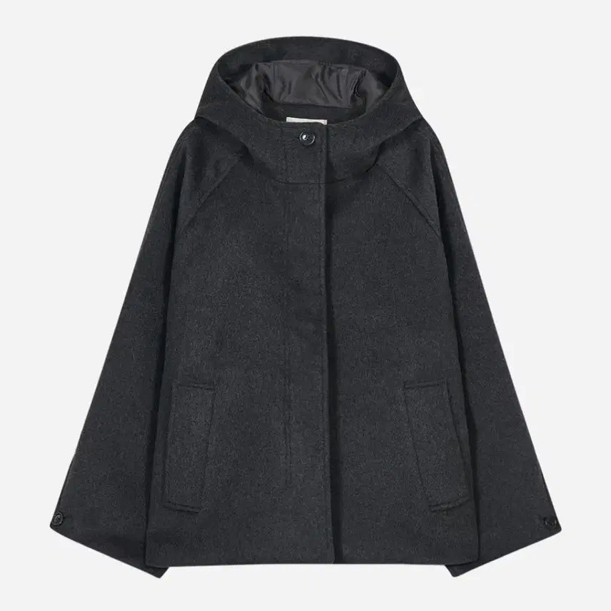 [BUNJANG] Type Service Charcoal Half Hooded Coat / 타입서비스 후드 하프 코트 차콜
