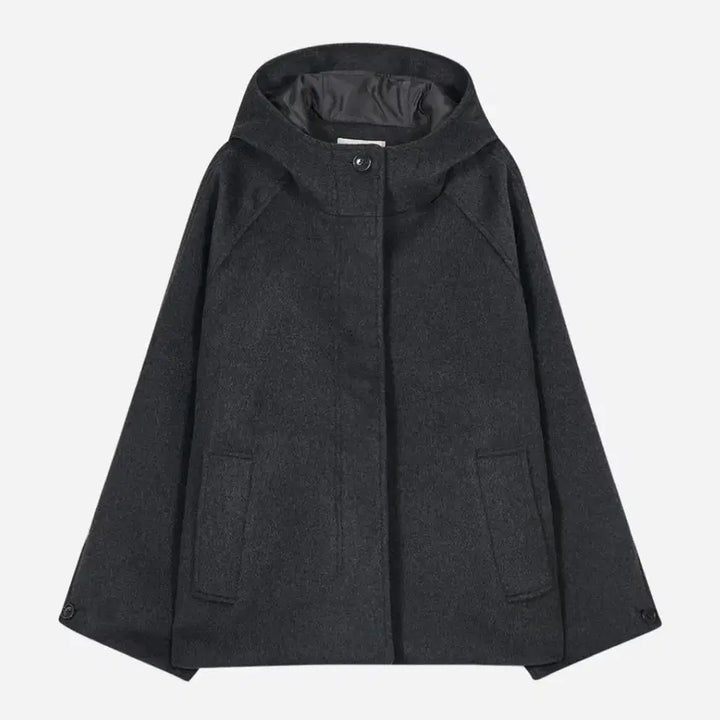 [BUNJANG] Type Service Charcoal Half Hooded Coat / 타입서비스 후드 하프 코트 차콜