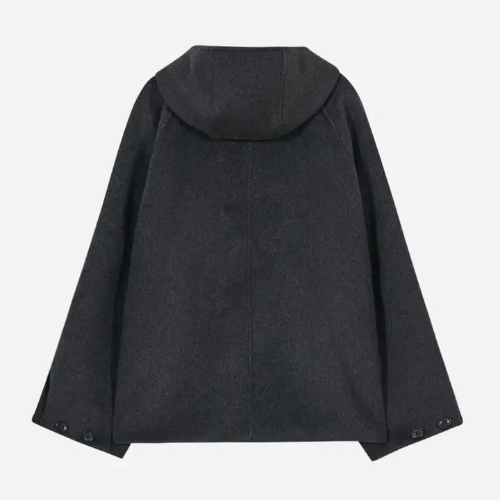 [BUNJANG] Type Service Charcoal Half Hooded Coat / 타입서비스 후드 하프 코트 차콜