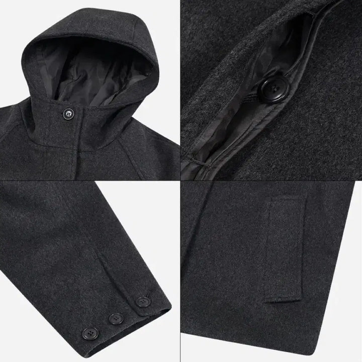 [BUNJANG] Type Service Charcoal Half Hooded Coat / 타입서비스 후드 하프 코트 차콜