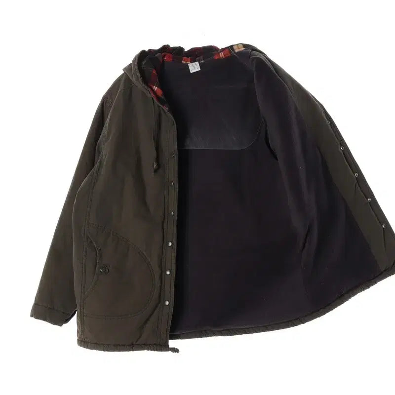 [BUNJANG] Vintage Check Lined Hooded Work Jacket / 빈티지 체크 라이닝 후드 워크 자켓