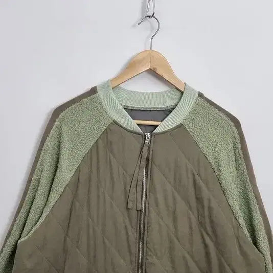 [BUNJANG] Mic Otte Color Block Fleece Lined Jacket / Mic otte 배색 보아 블루종 / 누빔 루즈핏 자켓 [L] 빈티지