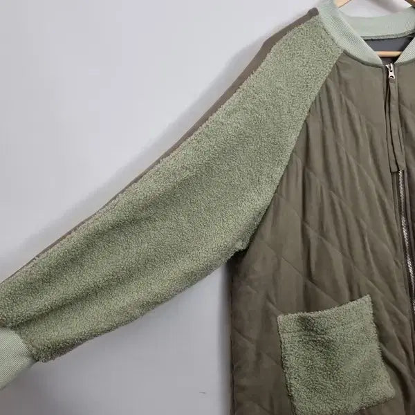 [BUNJANG] Mic Otte Color Block Fleece Lined Jacket / Mic otte 배색 보아 블루종 / 누빔 루즈핏 자켓 [L] 빈티지