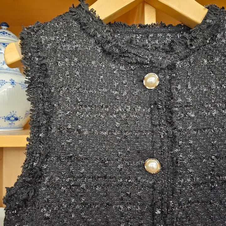 [BUNJANG] Tweed Long Vest (Black) / 트위드 롱 베스트 (블랙) 새옷