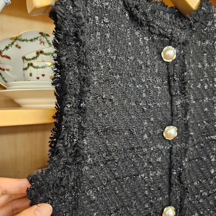[BUNJANG] Tweed Long Vest (Black) / 트위드 롱 베스트 (블랙) 새옷