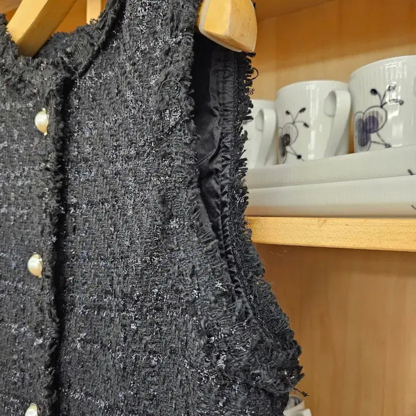 [BUNJANG] Tweed Long Vest (Black) / 트위드 롱 베스트 (블랙) 새옷