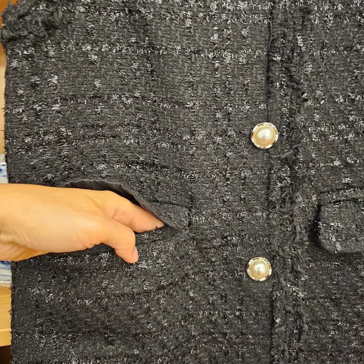 [BUNJANG] Tweed Long Vest (Black) / 트위드 롱 베스트 (블랙) 새옷