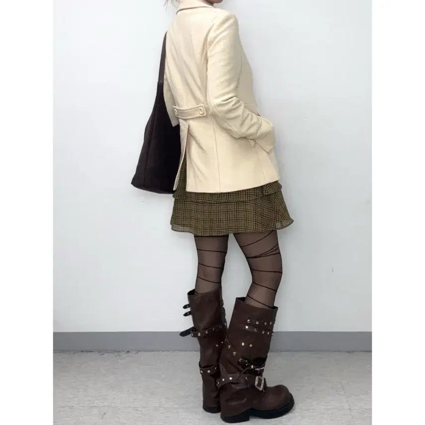 [BUNJANG] KUMIKYOKU Ivory Wool Blend Double Coat Jacket / 일본빈티지 아이보리 더블 코트 자켓 아우터