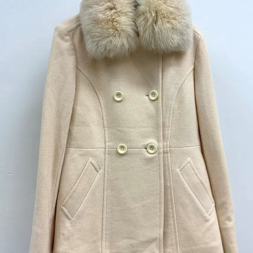 [BUNJANG] KUMIKYOKU Ivory Wool Blend Double Coat Jacket / 일본빈티지 아이보리 더블 코트 자켓 아우터