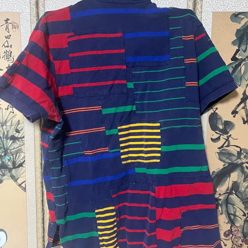 [BUNJANG] Polo Ralph Lauren Patchwork Striped Polo Shirt L / 폴로 랄프로렌 멀티 스트라이프 패치워크 폴로티 L (105)
