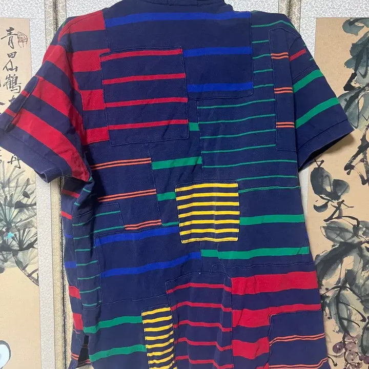 [BUNJANG] Polo Ralph Lauren Patchwork Striped Polo Shirt L / 폴로 랄프로렌 멀티 스트라이프 패치워크 폴로티 L (105)