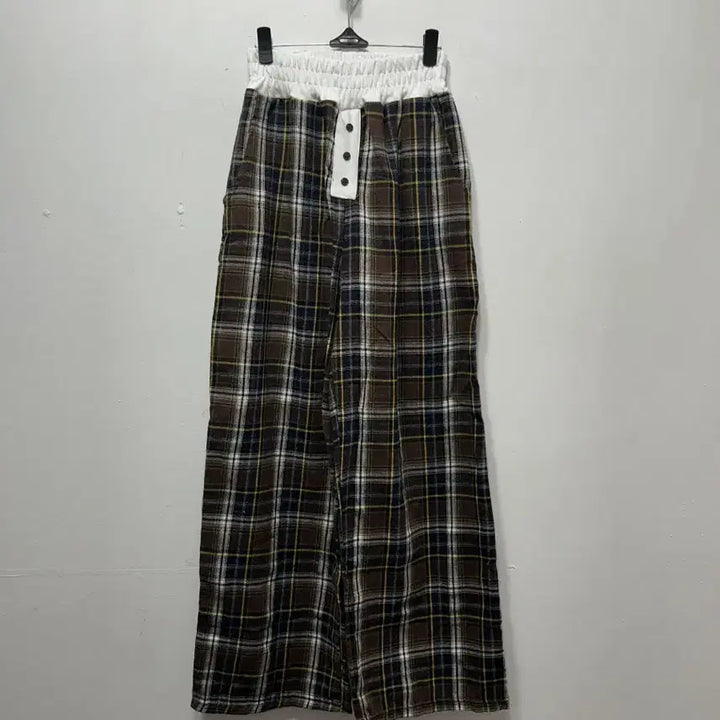 [BUNJANG] Brown Checkered Wide Leg Pants F / 브라운 체크무늬 와이드 바지 F