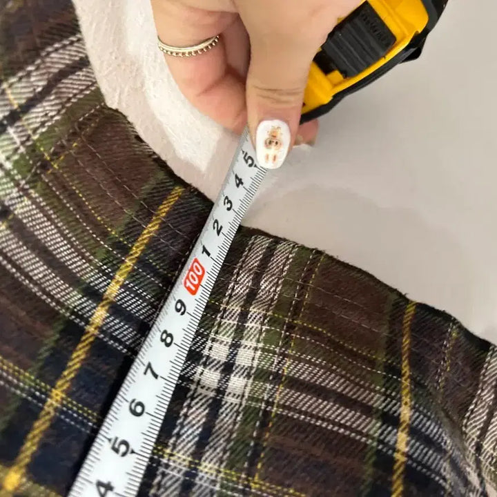 [BUNJANG] Brown Checkered Wide Leg Pants F / 브라운 체크무늬 와이드 바지 F