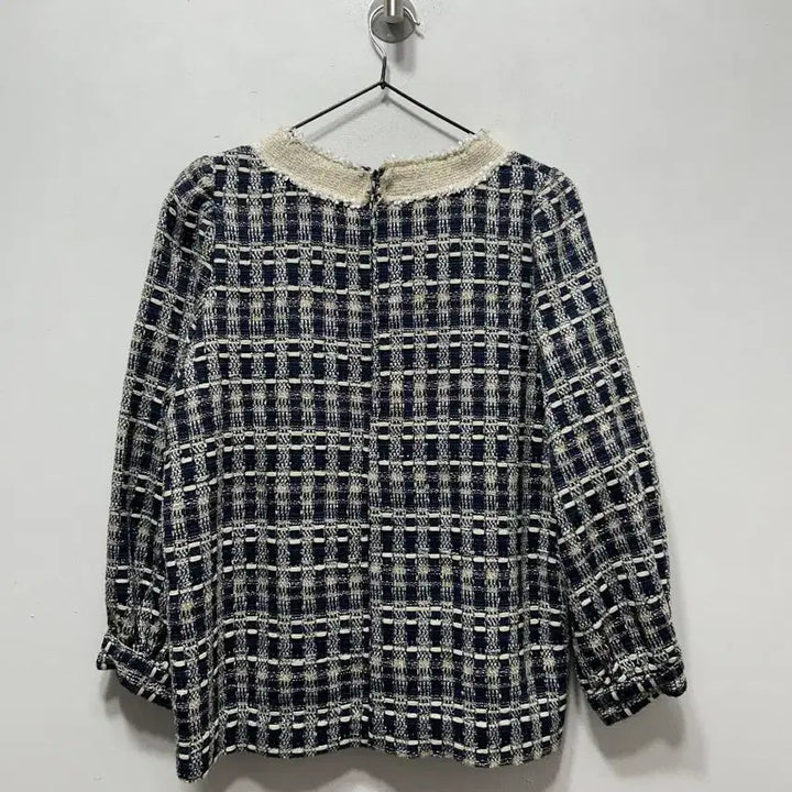 [BUNJANG] Tweed Check Pearl Embellished Jacket M / 트위드 체크 진주 장식 자켓 M