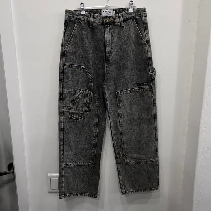 [BUNJANG] Critic Washed Cotton Double Knee Carpenter Denim Pants / 크리틱 워시드 코튼 더블니 카펜터 데님팬츠