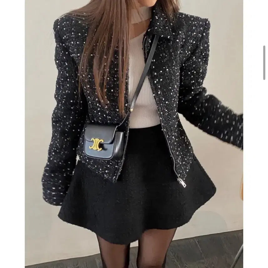 [BUNJANG] KARA Tweed Wool Zip-Up Jacket / 카라 트위드 울 집업 자켓