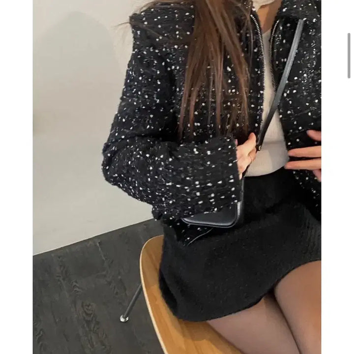 [BUNJANG] KARA Tweed Wool Zip-Up Jacket / 카라 트위드 울 집업 자켓