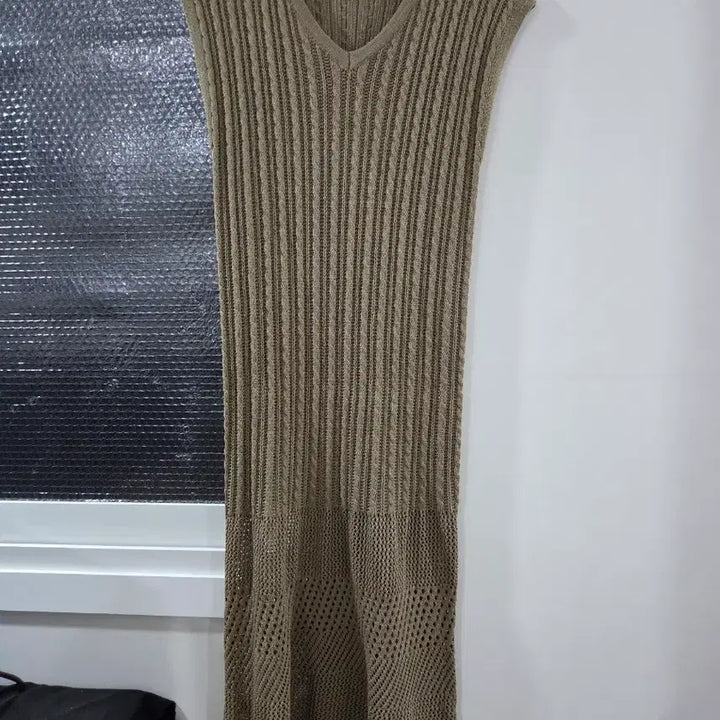 [BUNJANG] Layered Knit Long Dress Khaki / 새상품)레이어드 니트 롱 원피스 카키색