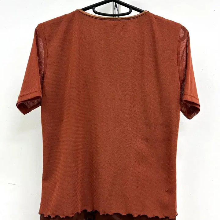 [BUNJANG] Vintage PARIENNE Oriental Semi-Sheer Blouse / 일본빈티지 브릭 오리엔탈 반팔 시스루 블라우스