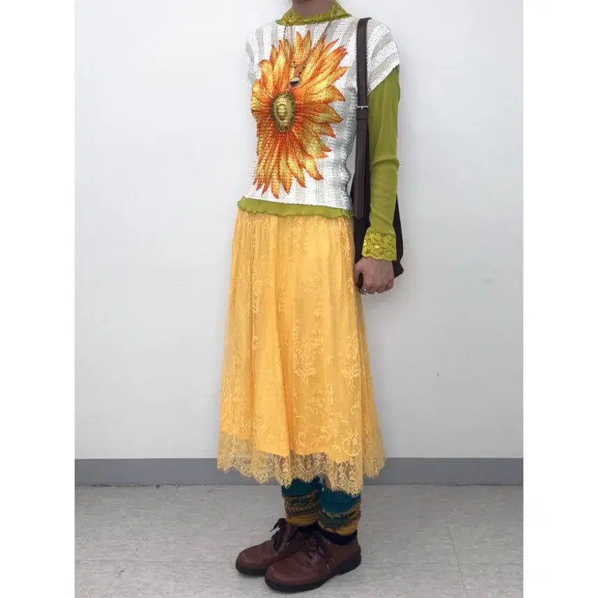 [BUNJANG] Vintage Oriental Pleats Blouse / 일본빈티지 오리엔탈 플리츠 반팔 블라우스