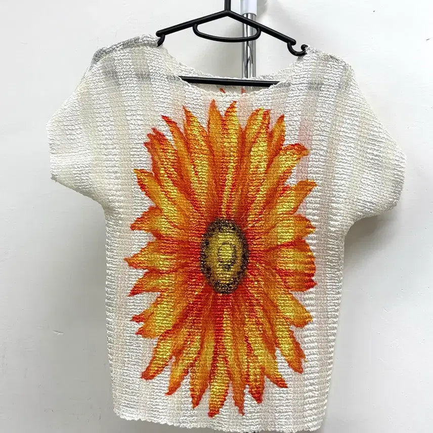 [BUNJANG] Vintage Oriental Pleats Blouse / 일본빈티지 오리엔탈 플리츠 반팔 블라우스