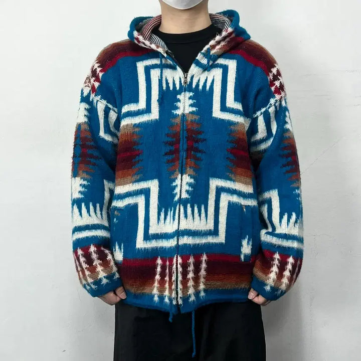 [BUNJANG] Tejidos Ruminahui Archive Pattern Alpaca Wool Hooded Jacket / Tejidos Ruminahui 아카이브패턴 알파카 울 후드집업 자켓