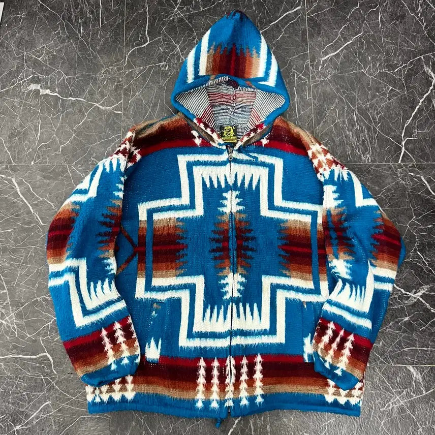 [BUNJANG] Tejidos Ruminahui Archive Pattern Alpaca Wool Hooded Jacket / Tejidos Ruminahui 아카이브패턴 알파카 울 후드집업 자켓
