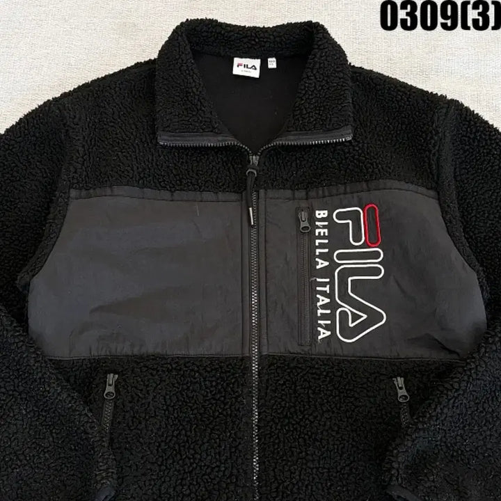 [BUNJANG] Fila Fleece Jacket (Black) - XS / XS 휠라 FILA 검정색 뽀글이 플리스 자켓 0309(3)