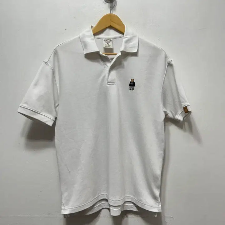 [BUNJANG] WHO.A.U White Bear Polo Shirt S / WHO.A.U 흰색 곰돌이 반팔 카라티 S