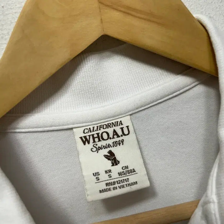 [BUNJANG] WHO.A.U White Bear Polo Shirt S / WHO.A.U 흰색 곰돌이 반팔 카라티 S