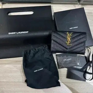 [BUNJANG] Saint Laurent Matelassé Bifold Wallet - Black / 생로랑 마틀라세 반지갑 블랙 풀세트
