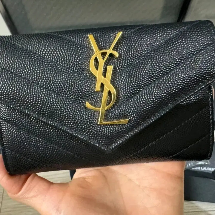 [BUNJANG] Saint Laurent Matelassé Bifold Wallet - Black / 생로랑 마틀라세 반지갑 블랙 풀세트
