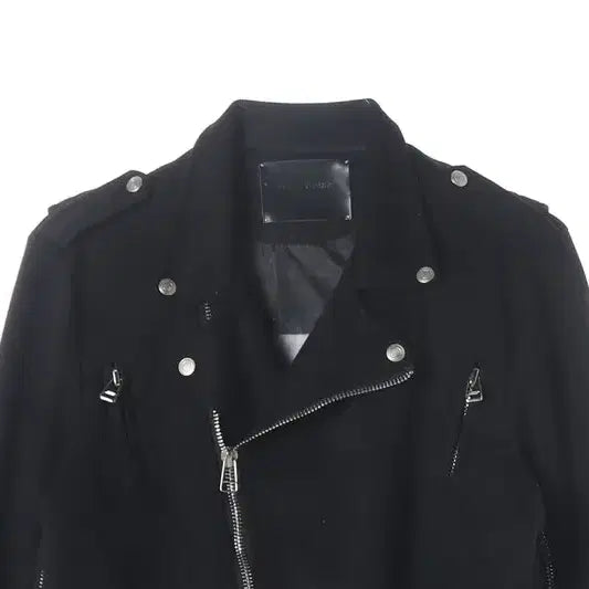 [BUNJANG] DRESS VOLUME Black Fabric Double Rider Jacket / 드레스볼륨 블랙 패브릭 더블 라이더 자켓 L