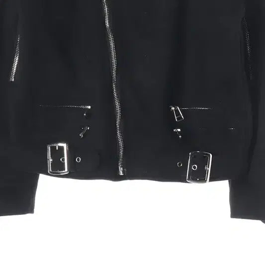 [BUNJANG] DRESS VOLUME Black Fabric Double Rider Jacket / 드레스볼륨 블랙 패브릭 더블 라이더 자켓 L