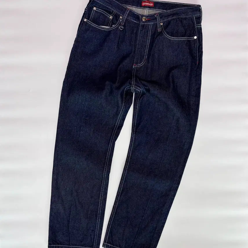 [BUNJANG] Deuces White Stitch Raw Denim Pants M / 듀시스(Deuces) 화이트 스티치 생지 데님 팬츠 M