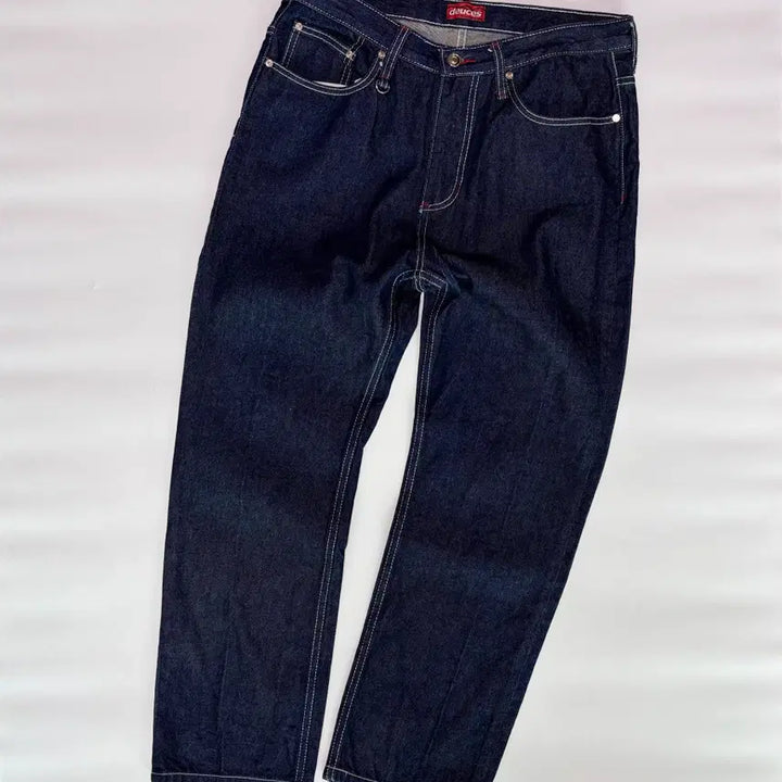 [BUNJANG] Deuces White Stitch Raw Denim Pants M / 듀시스(Deuces) 화이트 스티치 생지 데님 팬츠 M