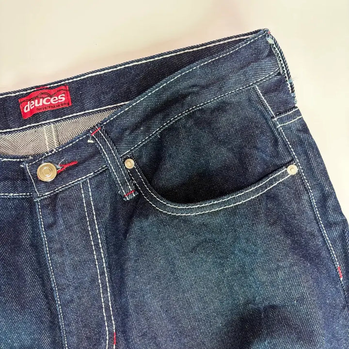 [BUNJANG] Deuces White Stitch Raw Denim Pants M / 듀시스(Deuces) 화이트 스티치 생지 데님 팬츠 M