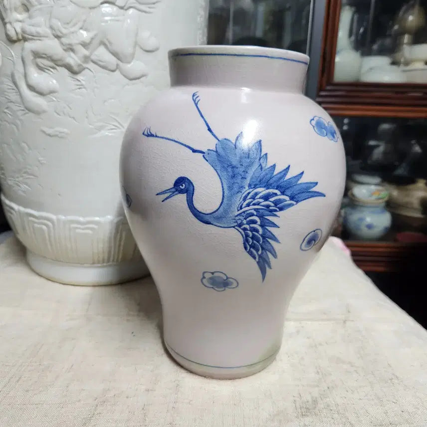[BUNJANG] Celadon Porcelain Cloud Crane Vase / 청화백자 운학문호(준)
