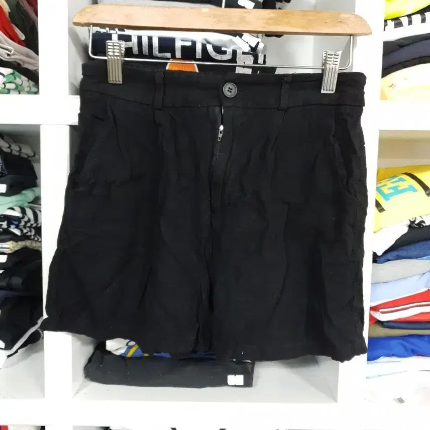 [BUNJANG] Black Linen Blend Shorts / 블랙 반바지 여성용 마제질