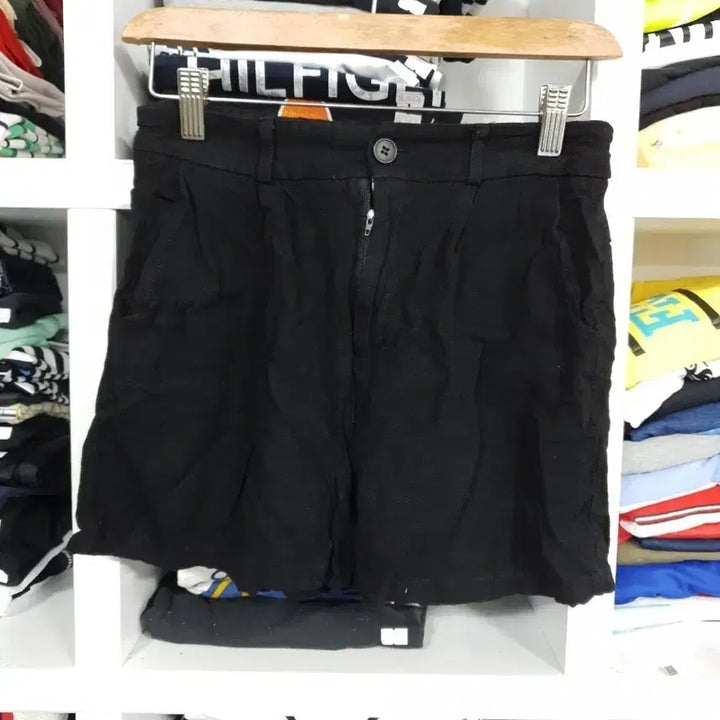 [BUNJANG] Black Linen Blend Shorts / 블랙 반바지 여성용 마제질